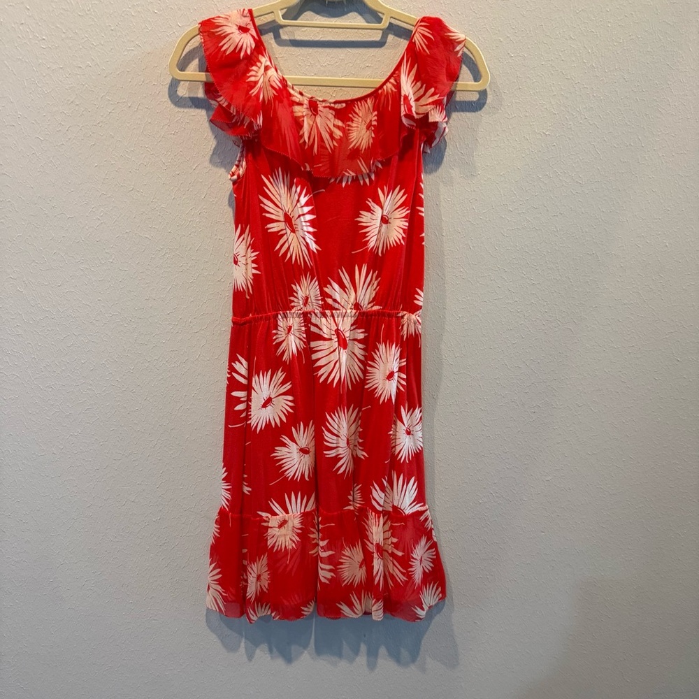 Juicy Couture Red Floral Ruffle-Sleeve Sundress